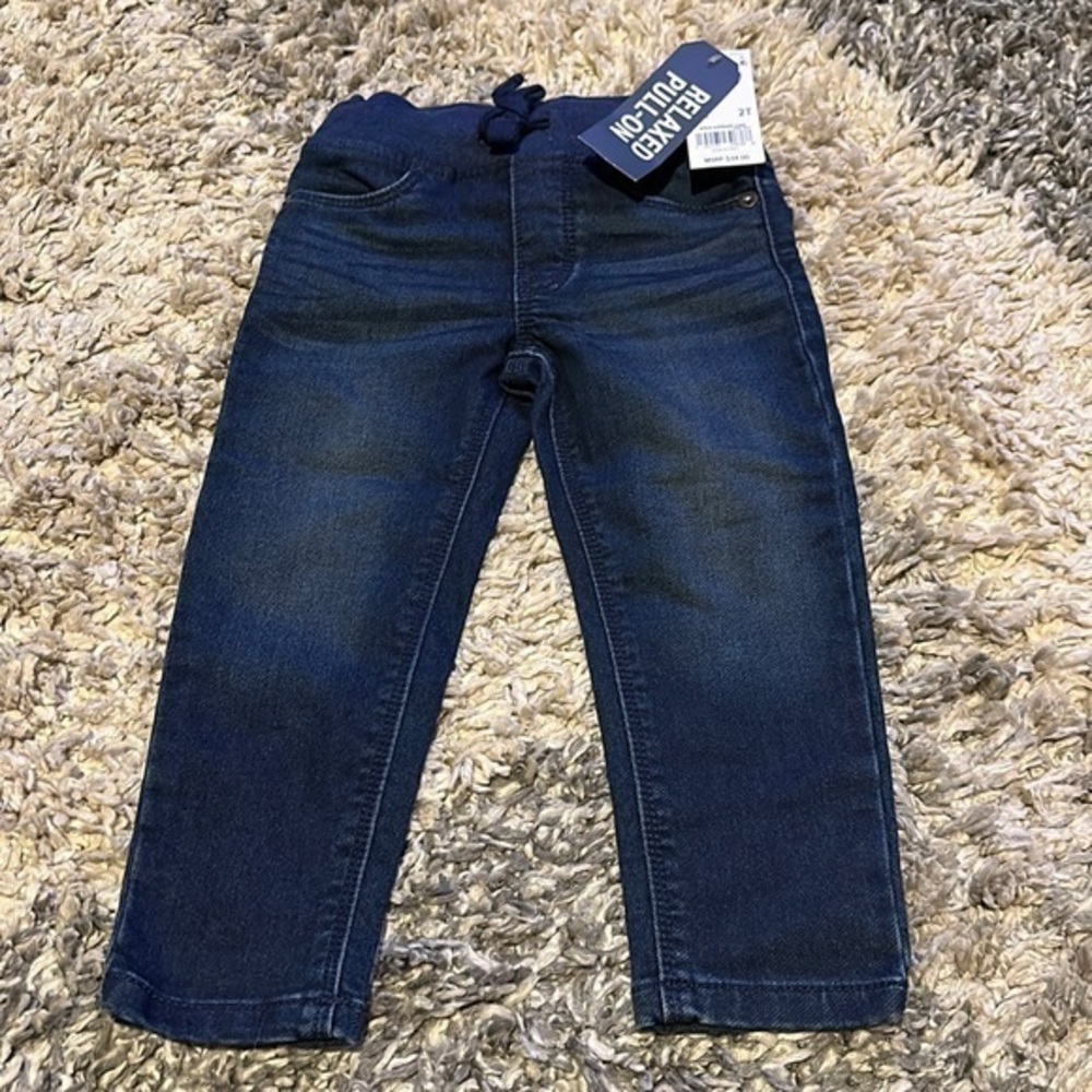 Blue Wash Denim Relaxed Pull On Jeans New 2T - Osh Kosh B' Gosh
